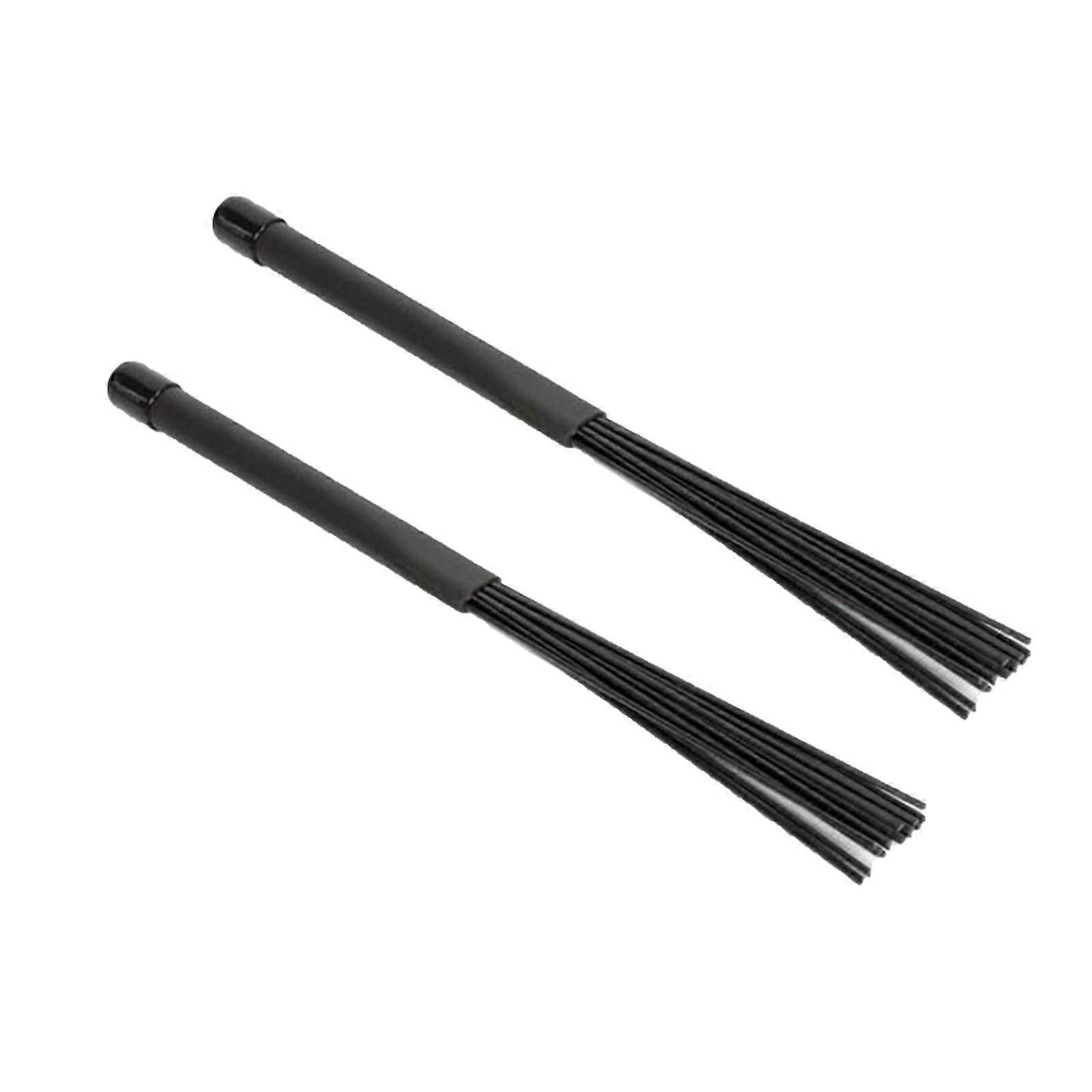 2pcs Drum Brushes Professional Nylon Wire Brushes for Jazz Drumming with Comfortable Black Handles