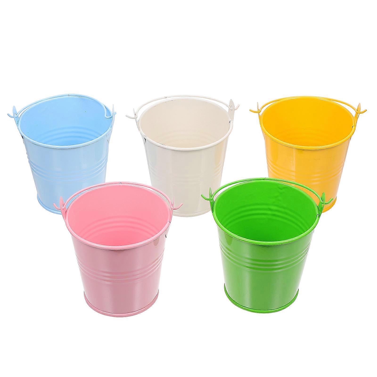 Modern Flower Bucket for Storage in Assorted Color Made of Durable Iron Sheet Perfect for Home Office and Gardening 5 Pieces