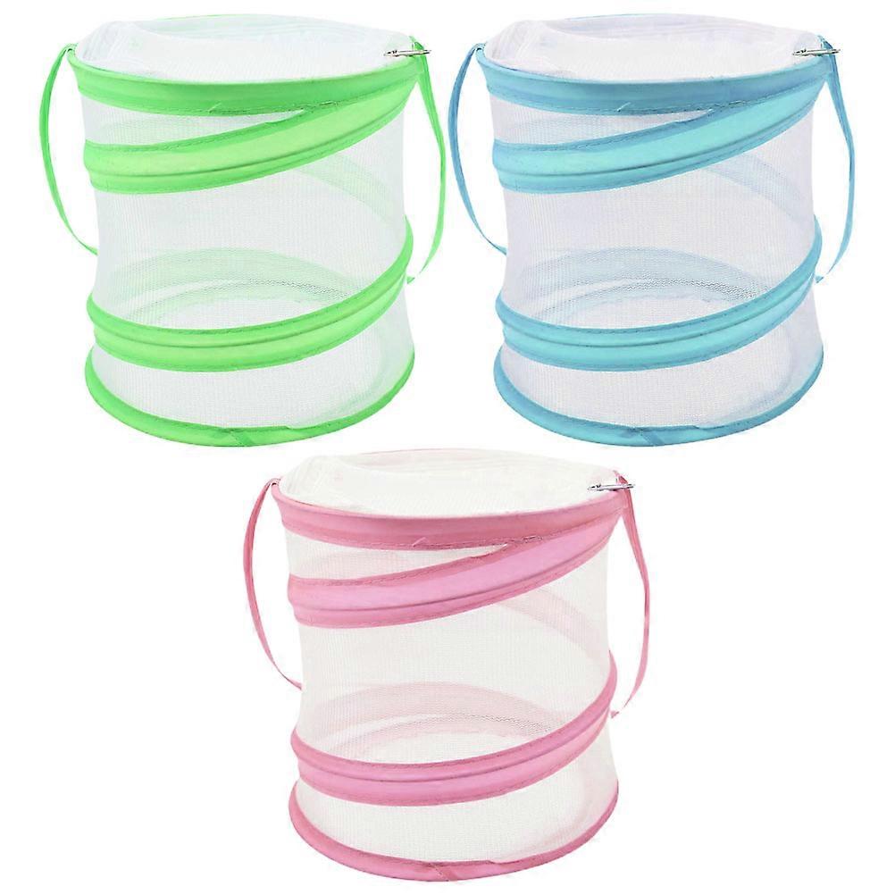 Butterfly Net Cage Insect Observation Insects Butterflies Cylinder Blue 19.00X16.00X16.00CM Multifunctional 3Pcs
