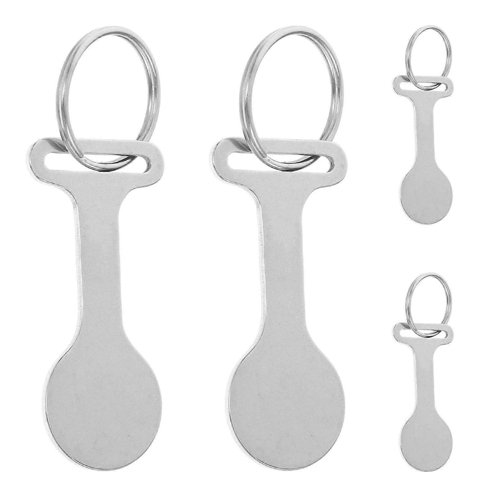 Here's a refined and professional product description based on your input:
**4 Pack Stainless Steel Key Ring Trolley Coin Holder – Durable