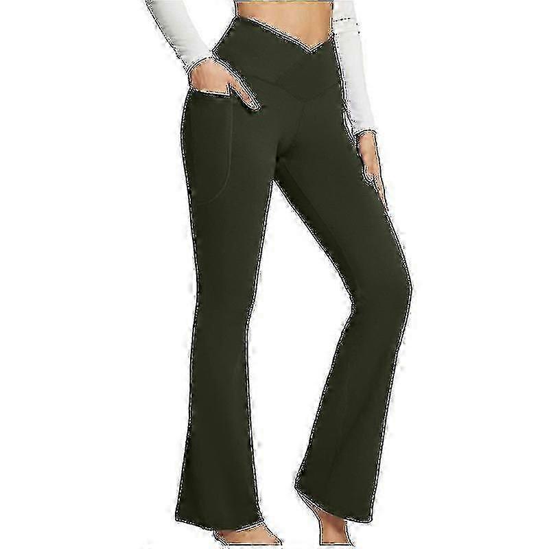 High Waist Bootcut Yoga Pants With Pockets For Women, Tummy Control Workout Pants