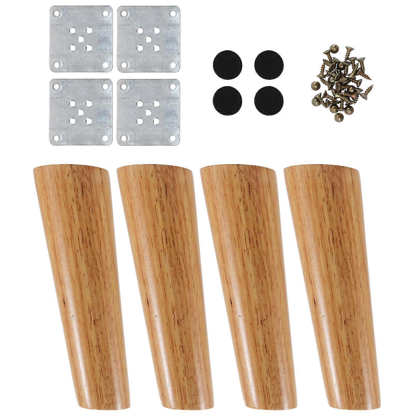 1 Set Nordic Style Solid Wood Furniture Legs Replacement Feet for Sofa Table Cabinet with Floor Protection Pads High Load Bearing Capacity