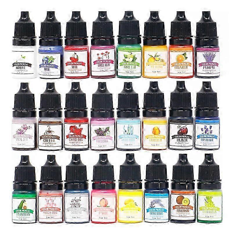 24 Color 5ml High Concentration Color Essence Crystal Drop Glue Resin Glue DIY Dyeing Ink Set Yo