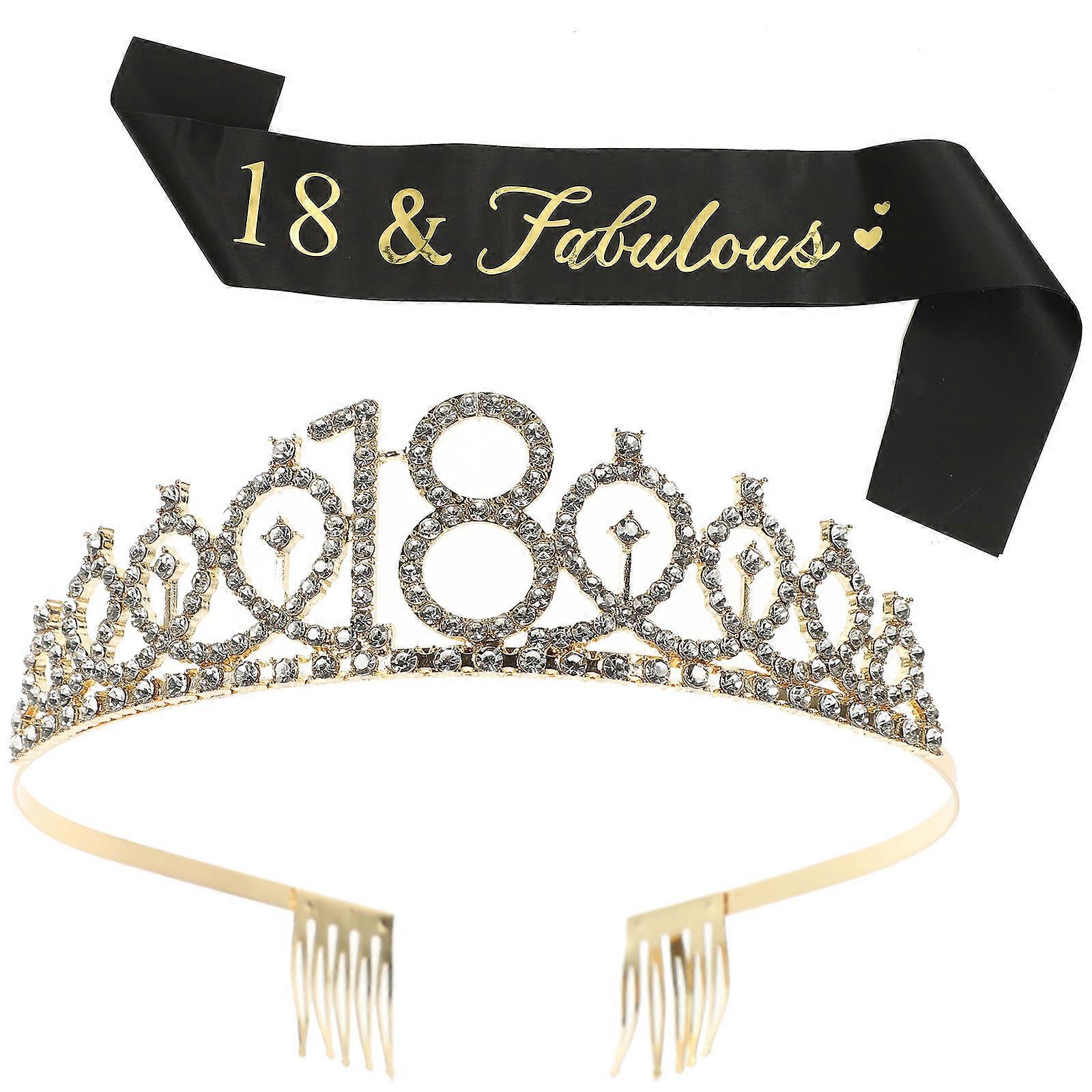 Elegant Birthday Crown and Sash Set with Rhinestone Tiara and Shoulder Strap for Women – Stylish, Comfortable, and Reusable Party Accessory