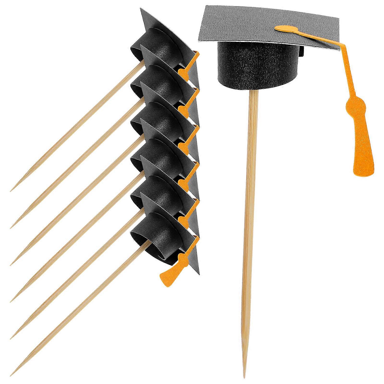 Graduation Cake Toppers Unique Paper and Wood Design for Party Decorations Multi Color 7pcs