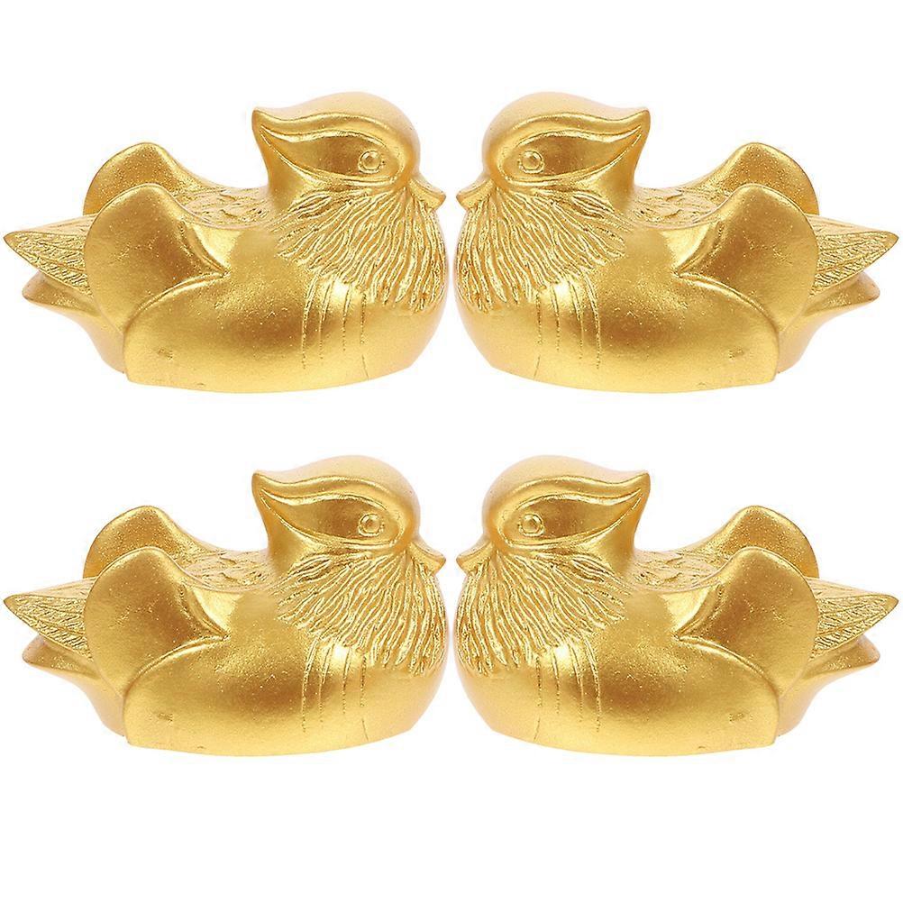 Golden Duck Statues Resin Material for Home Decor 2 Pairs Proper Size