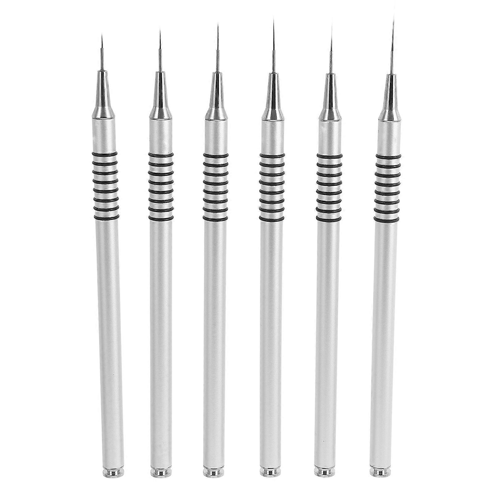 6 Piece Nail Art Design Brushes Set Threaded Brushes for Japanese Style and DIY Nail Art Line Drawing
