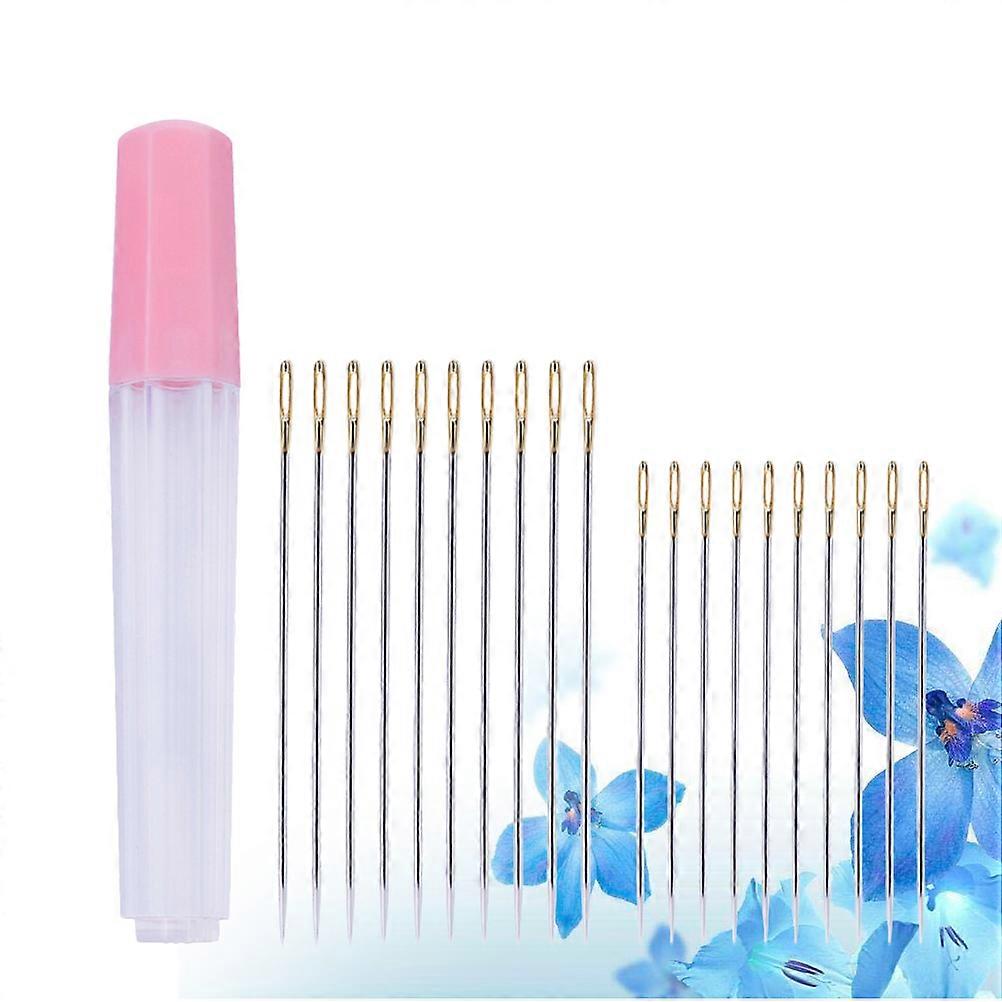 Stitching Needles with Large Eyes and Pointed Tips for Easy Threading 20 Pieces Two Sizes Silver Stainless Steel