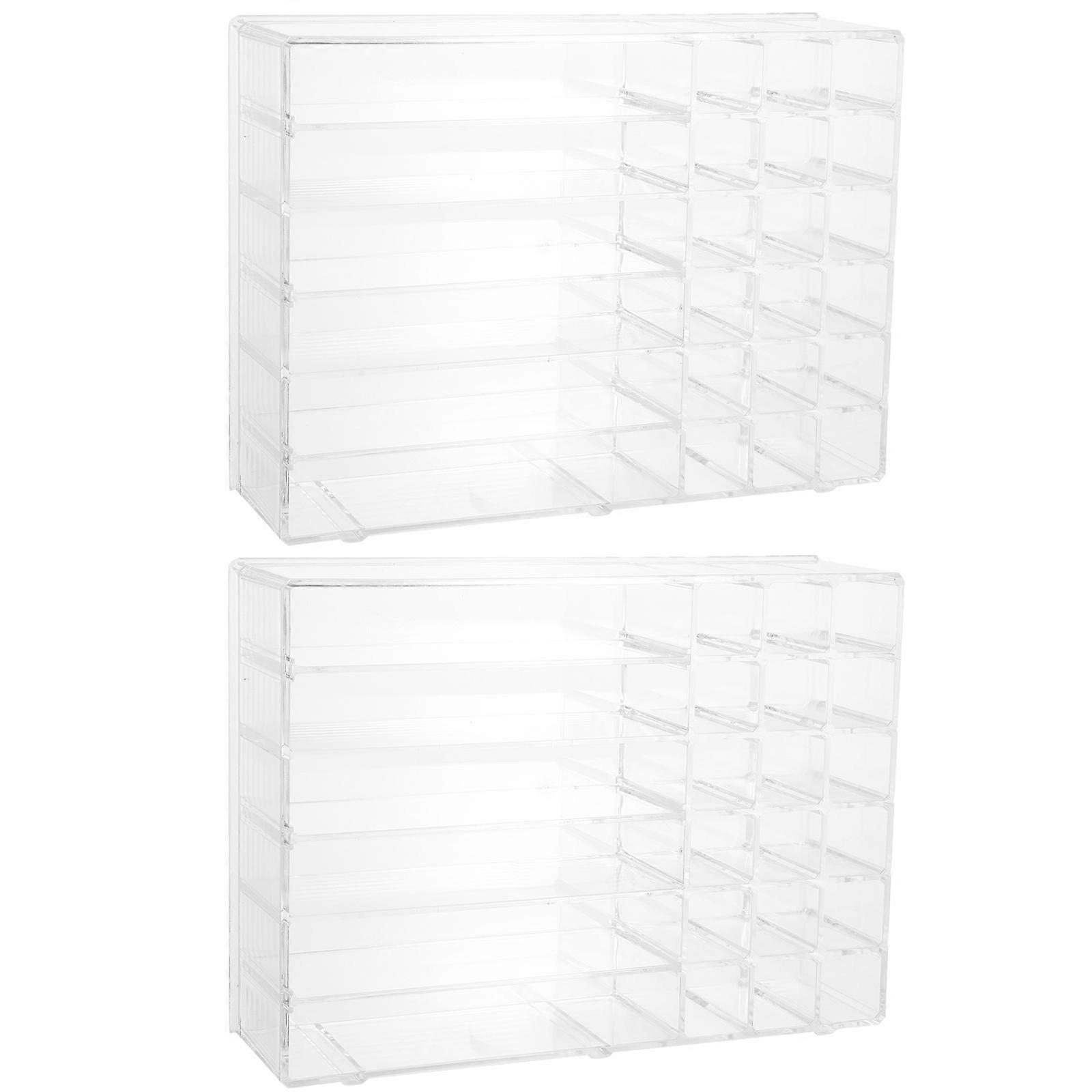 Transparent Acrylic Multi Grid Desktop Organizer for Cosmetics Storage 2 Pieces