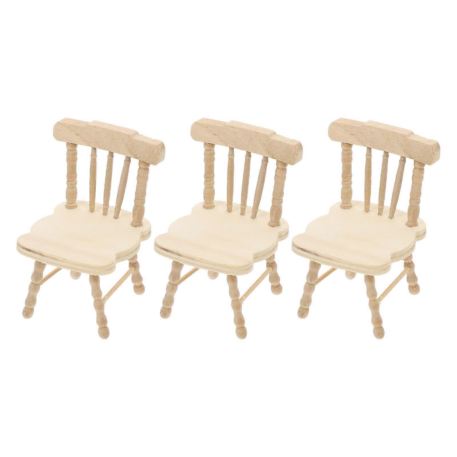 Mini Wood Chair Tiny Furniture For Dollhouse Light Brown 8.00X5.00X4.50Cm 1Set Photo Props
