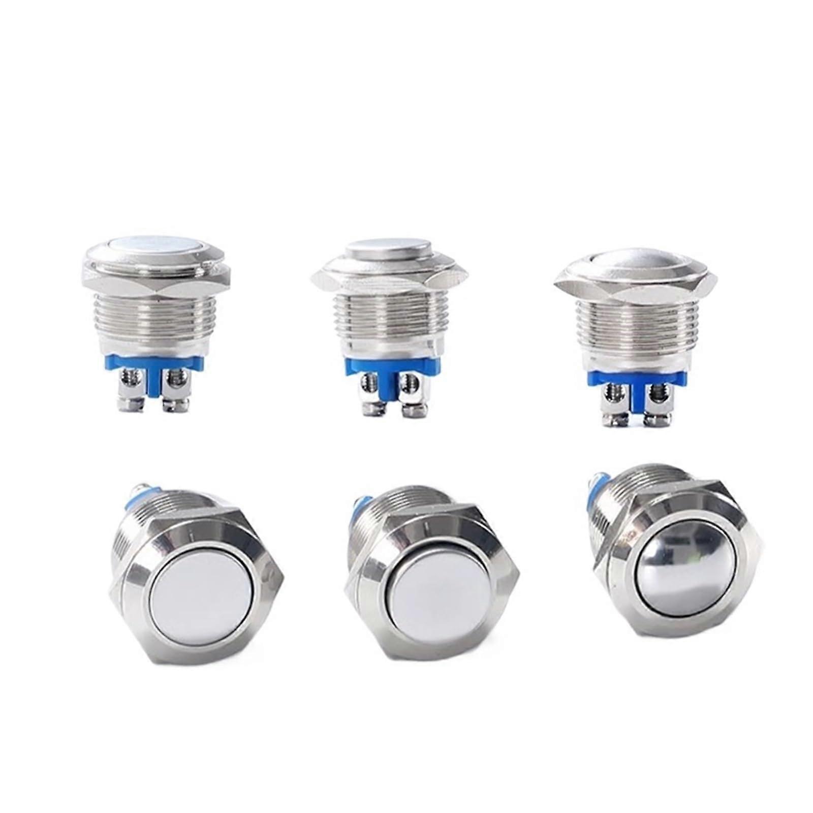 5 x 16 mm Momentary Reset Metal Push Button Switch Flat Head Waterproof Screw Terminal (100PCS)