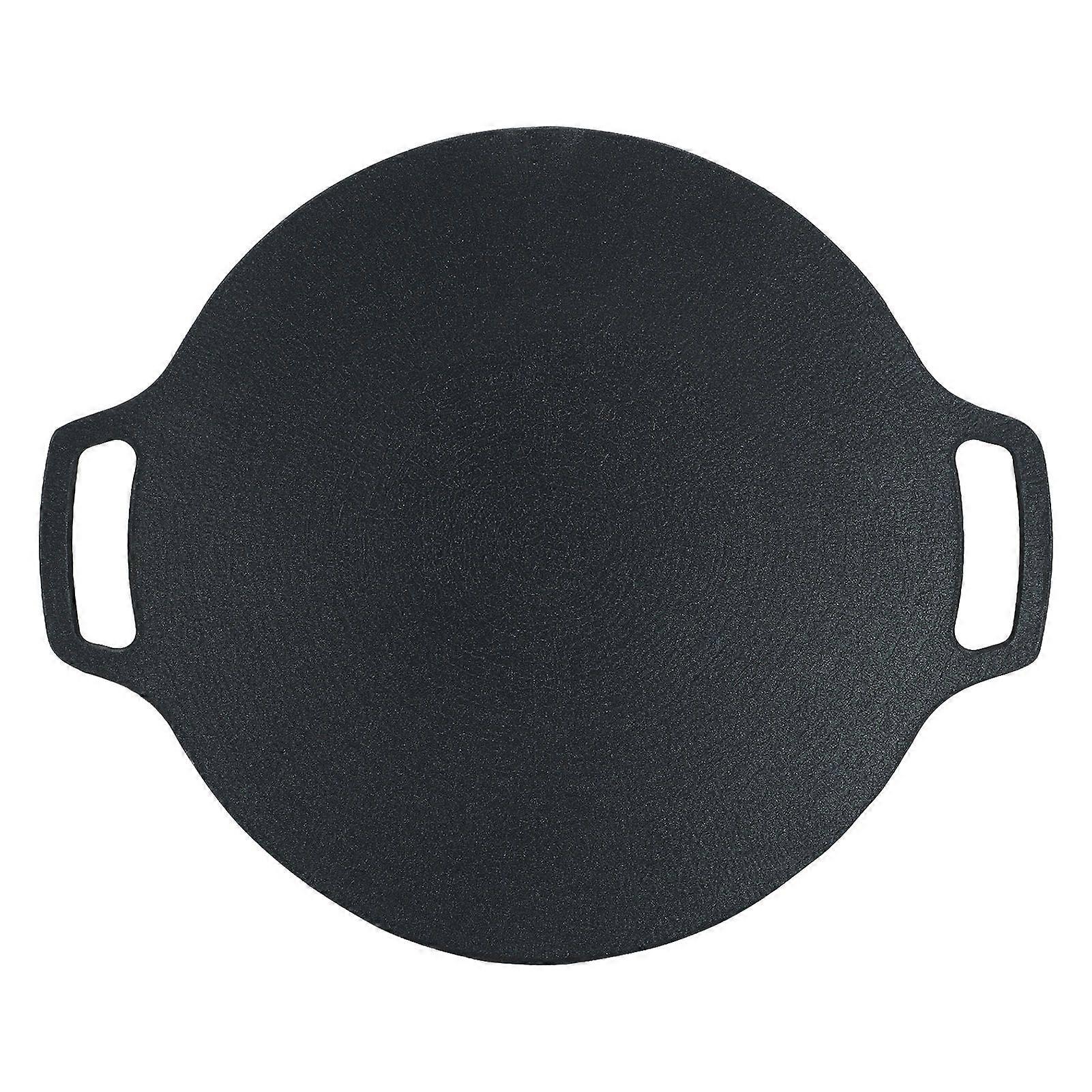 Korean BBQ Grill Pan with Double Handle 6 Layer Coating Multifunctional Non Stick Round Griddle for Gas Cooker 29cm/11.4in