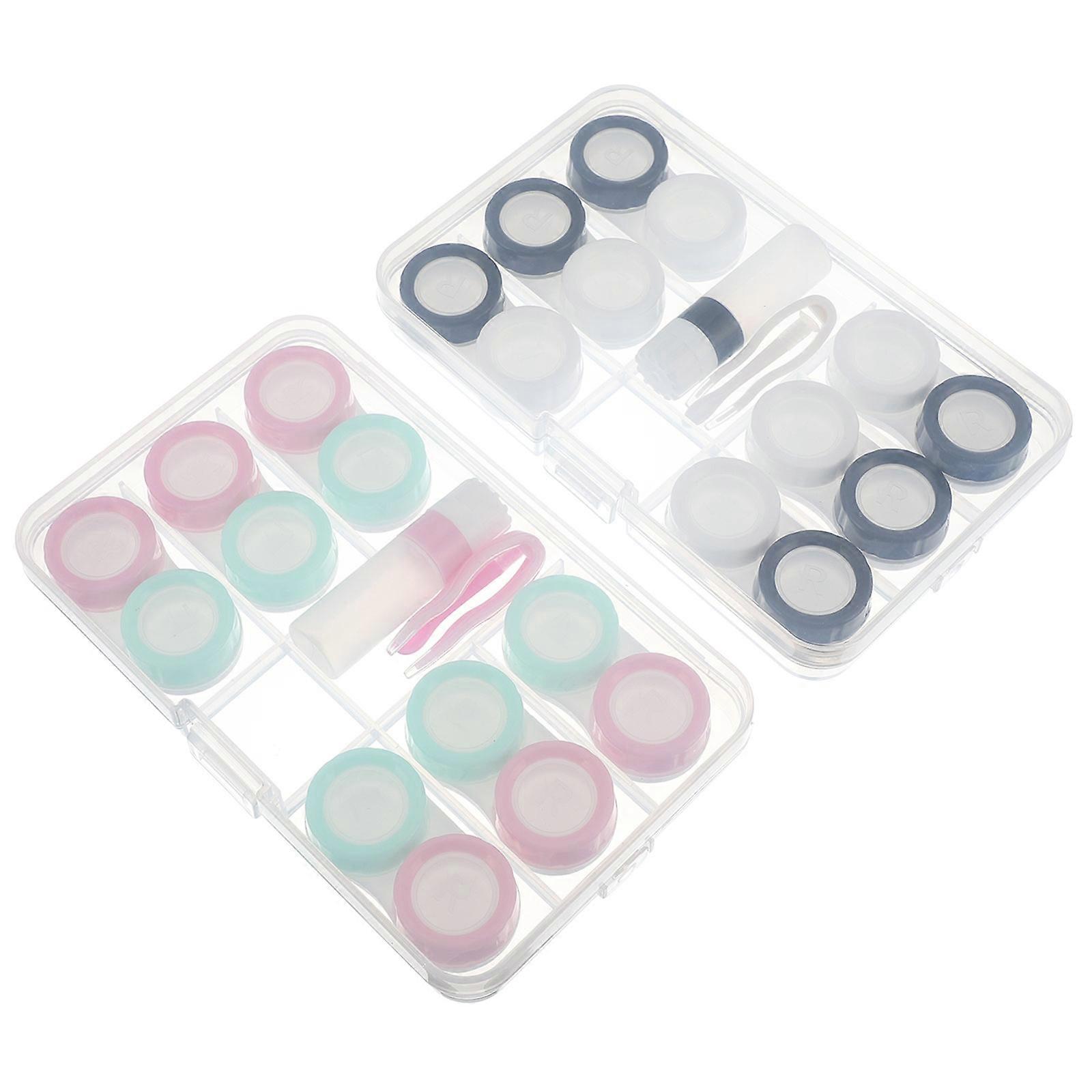 Lenses Case Container Case For Travel 2 Sets Protection Rectangular Shape