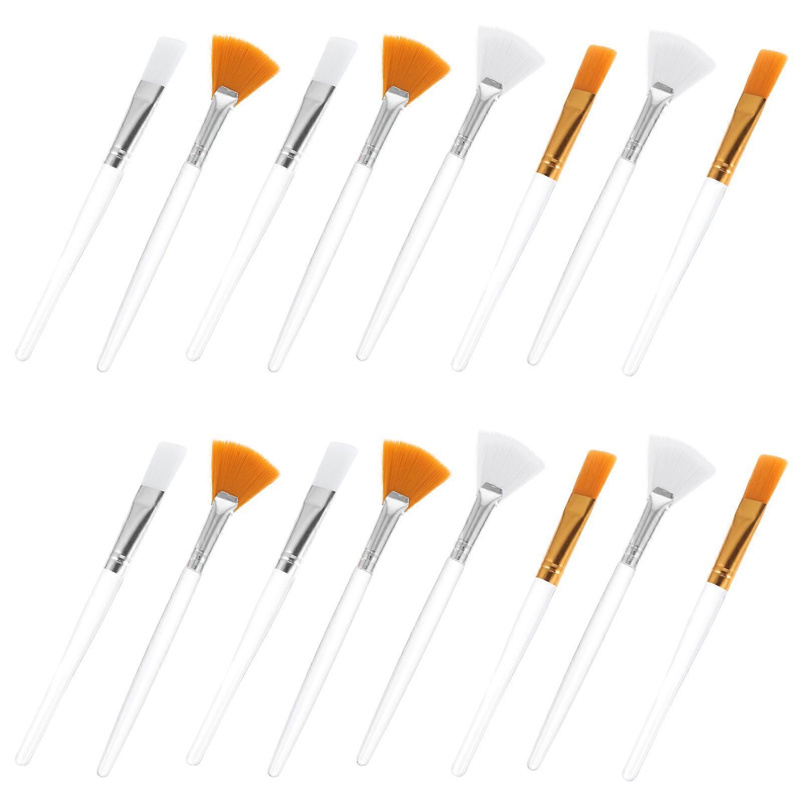 16pcs Facial Brushes for Makeup Use Portable Fan Mask Brushes with Plastic Nylon Material