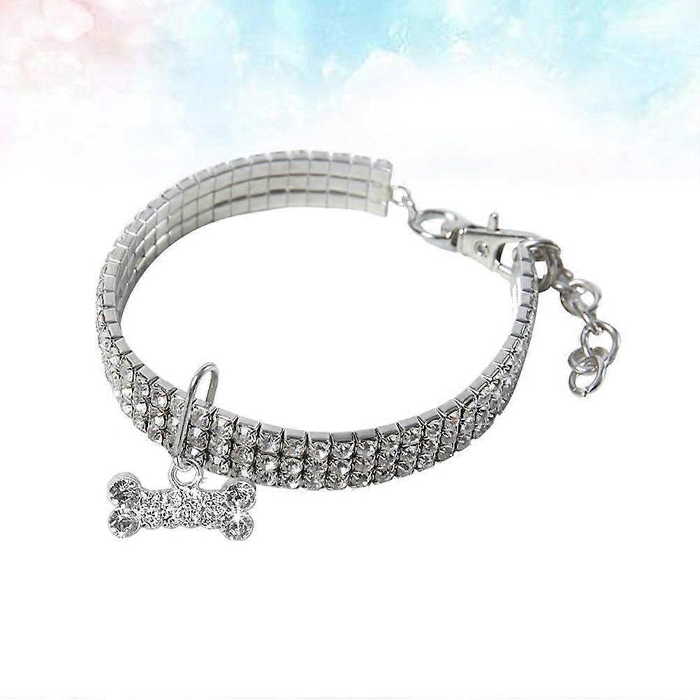 Choker Chain For Dogs And Cats With Decorative Rhinestone Ideal For Party And Everyday Use 25CM + 5CM 1Pack