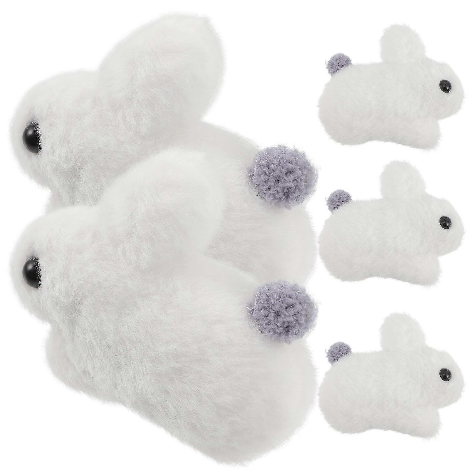 DIY Stuffed Bunny Key Chain 5Pcs Plush Rabbit Pendant Suitable For Keychains Soft White Decoration 11x10cm