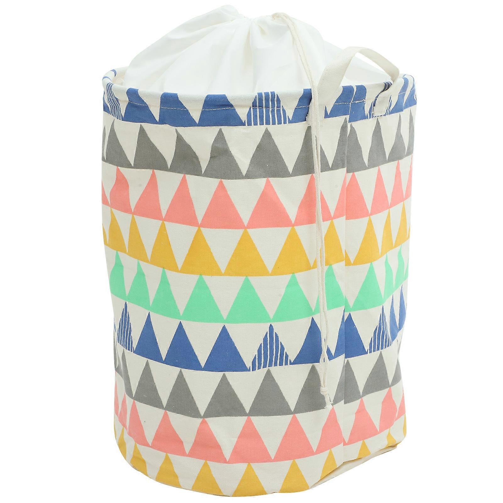 Laundry Hamper Waterproof Foldable Storage Bag Multi-Colored Triangular Pattern For Clothes And Toys 35x45cm Large Capacity 1Set
