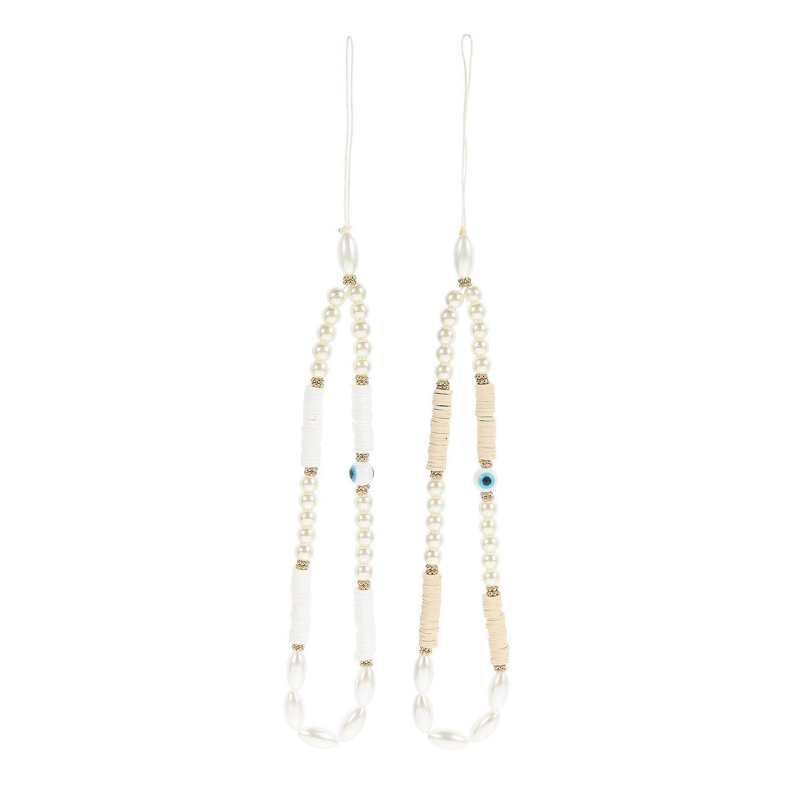 2Pcs Bohemia Style Beaded Phone Charm Cell Phone Antilost Wrist Strap Phone Lanyard