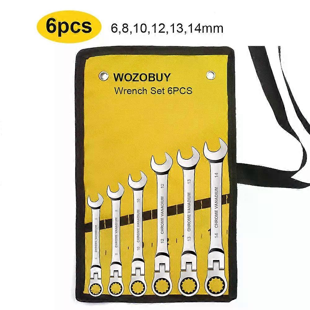 Ratcheting Combination Wrench Set 6-22mm Metric Flex Head Ratcheting Wrench Chrome Vanadium Steel Spanner with Bag