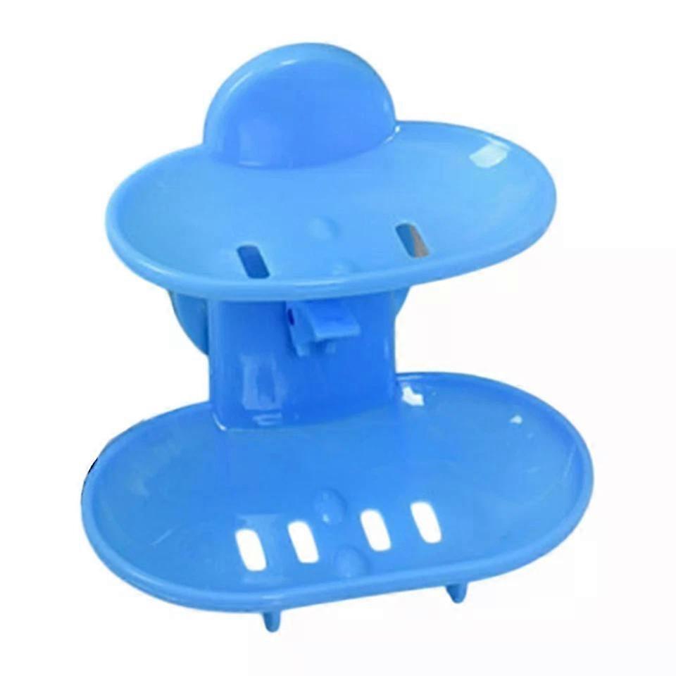 Double Layer Soap Dish, Soap Sponge Holder with Suction Cup, Wall Mountable for Kitchen Shower, Efficient Drainage