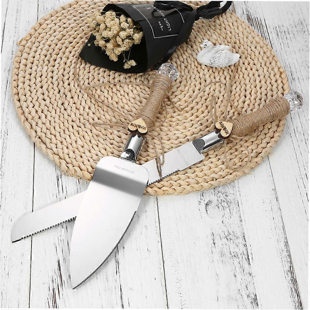 Couteau en acier inoxydable & serveur ensemble Poignées en cristal Coupe-gâteau avec boîte d’emballage pour réception d’anniversaire de mariage--dentelle rustique