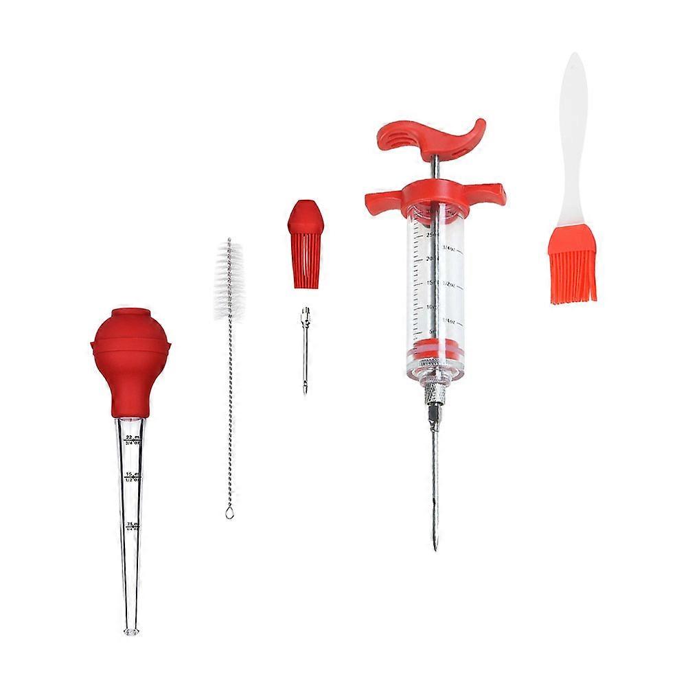 Barbecue Sauce Injector Meat Seasoning Injector For Cooking 5.5X2.8X1.2In Red Inject Seasoning 1 Set