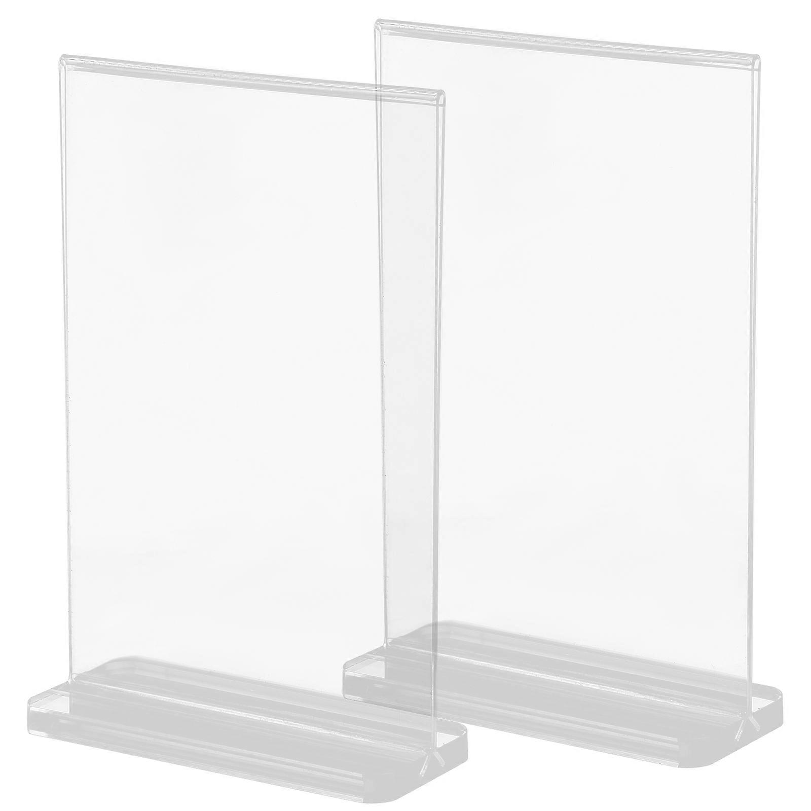 Acrylic Table Sign Holders Double Sided Display Stand for Restaurant Office with Stable Base Easy Insertion Protection 2pcs