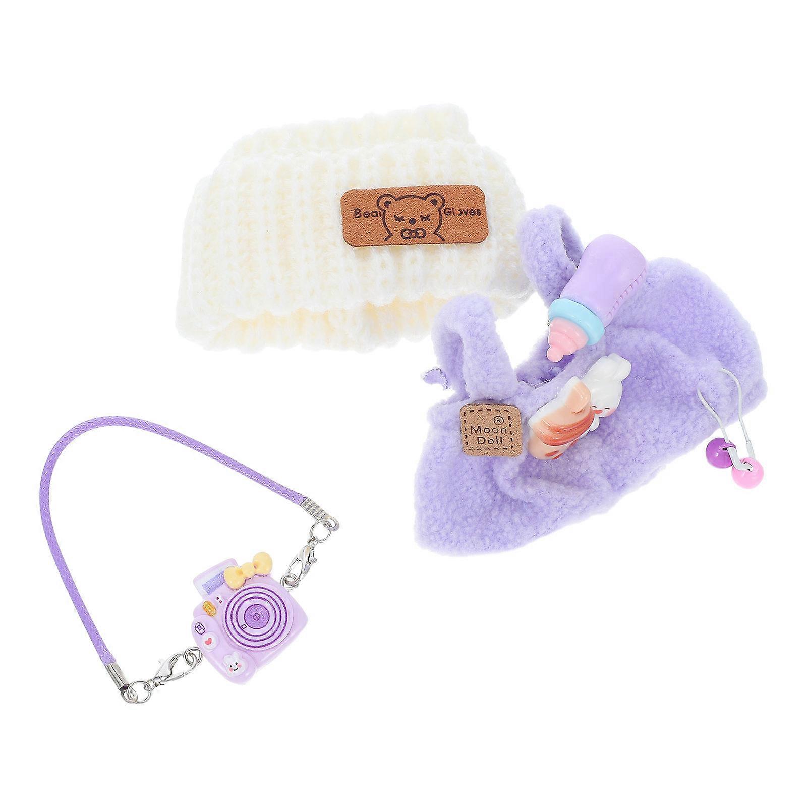 Plush Doll Clothes Set Baby Doll Outfit with Suspender Pants, Decorative Accessories for Kids Pretend Play & Dollhouse Decoration