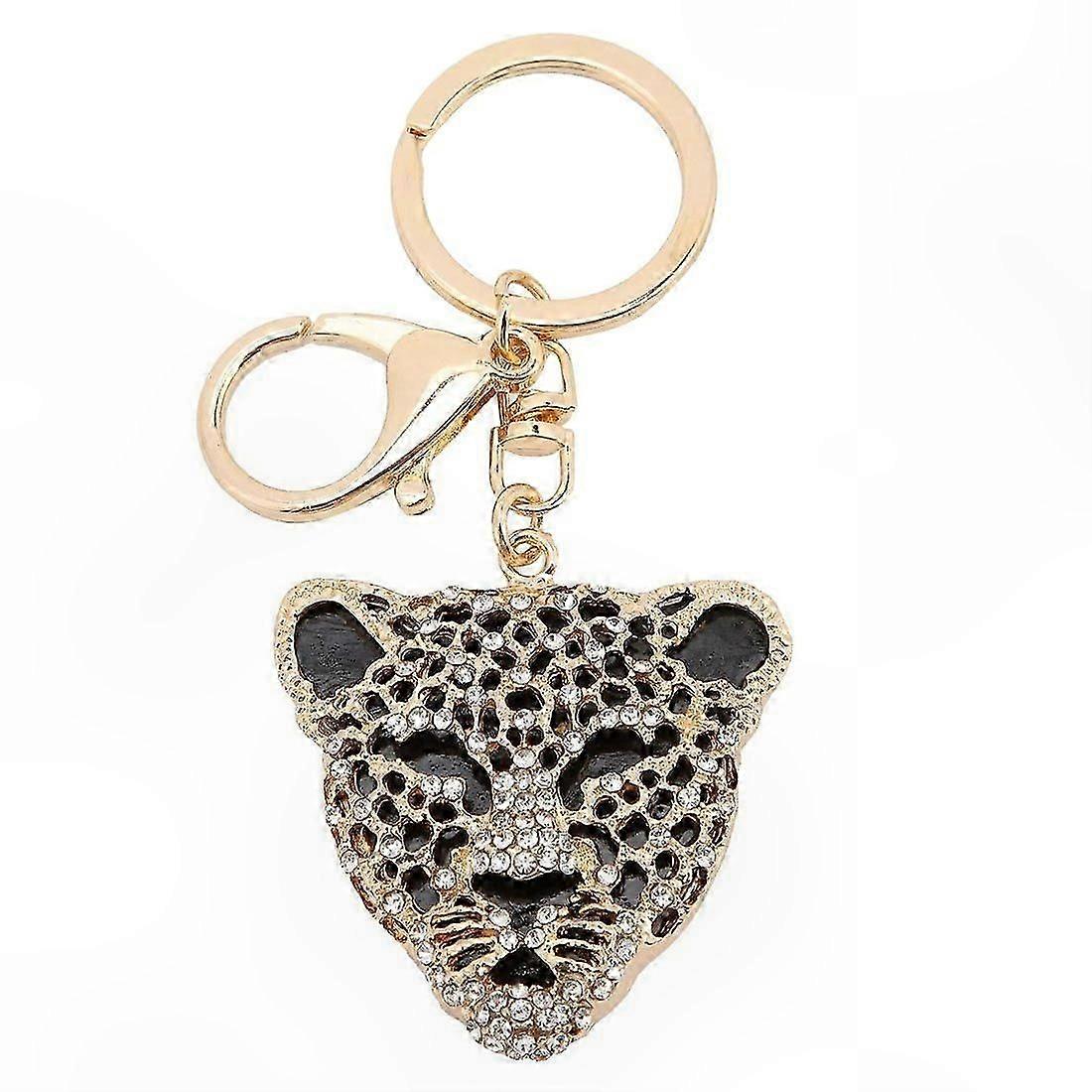 Leopard Pattern Crystal Key Ring, Stylish Rhinestone Accessory with Elegant Design for Everyday Use