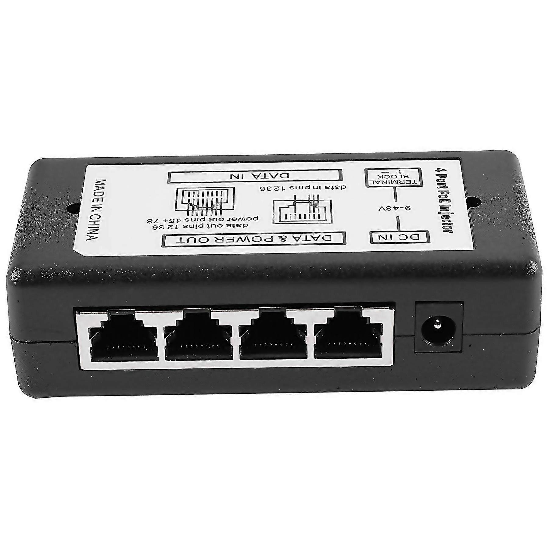 For 4 port poe injector poe power adapter ethernet power supply pin 4578input dc12vdc48v for