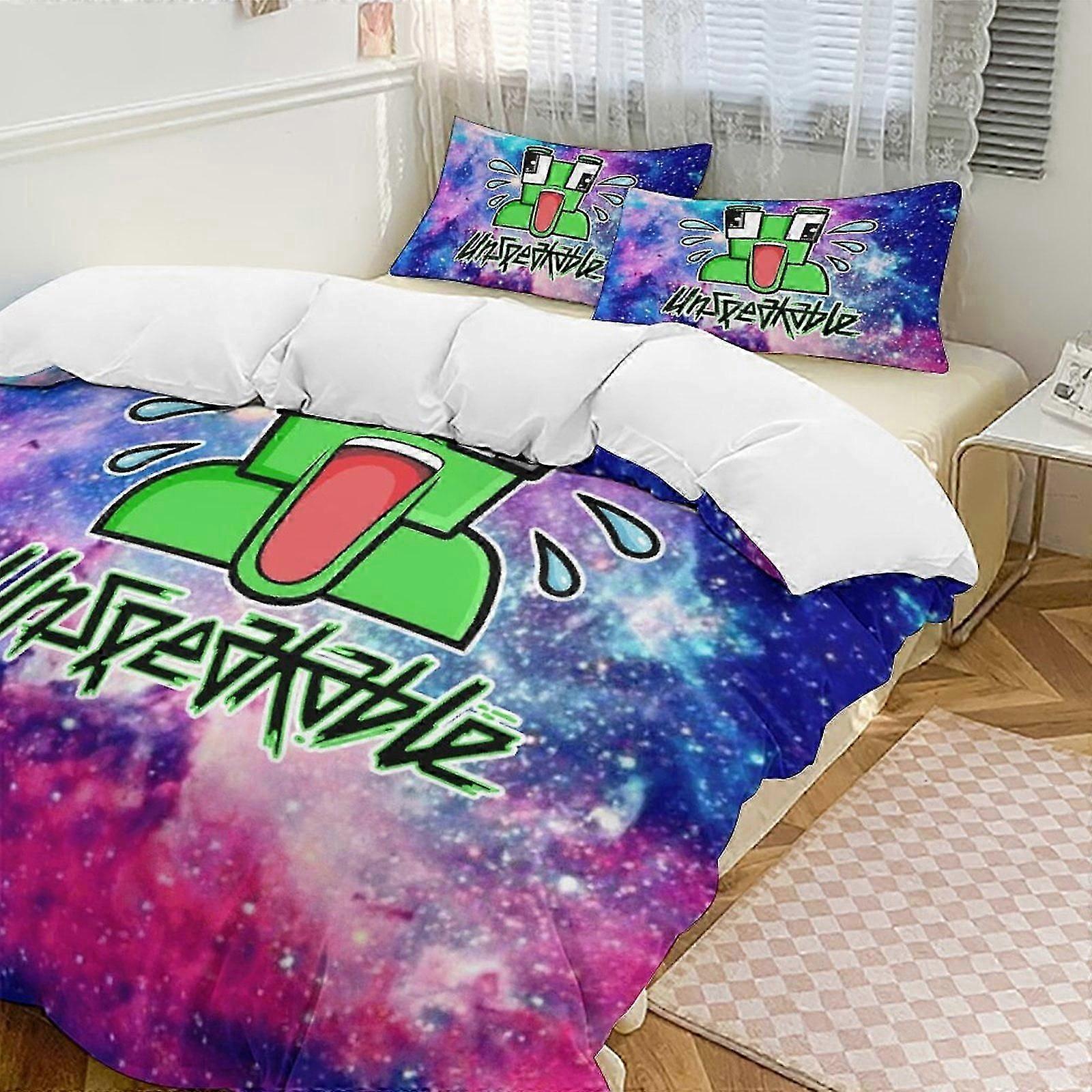 v7409 Bed Sheets Bedding Colorful Galaxy Unspeakable Comforter Set Soft 3 Pcs Twin Bedding Sets Thicken for All Season, 1 Comforter 2 Pillow Shams