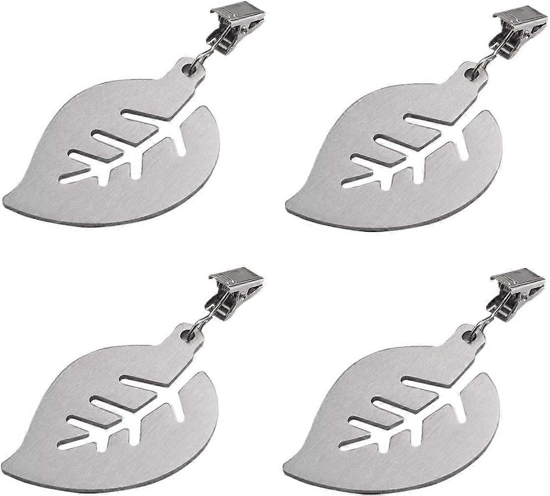 Silver Leaf Tablecloth Clips - 4-Pack Stainless Steel Weights