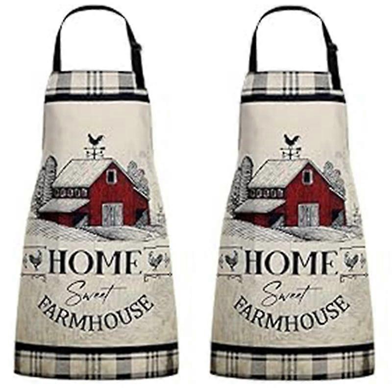 1-pack of polyester canvas halterneck aprons with printed patterns and a country-themed stain-resistant coveralls