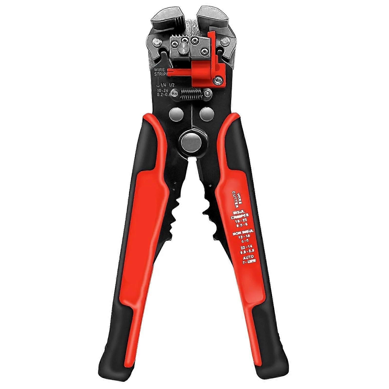 Professional electrician wire tool, cable stripper, cutter, crimper, automatic crimping stripping pliers, 1 piece (Orange)
