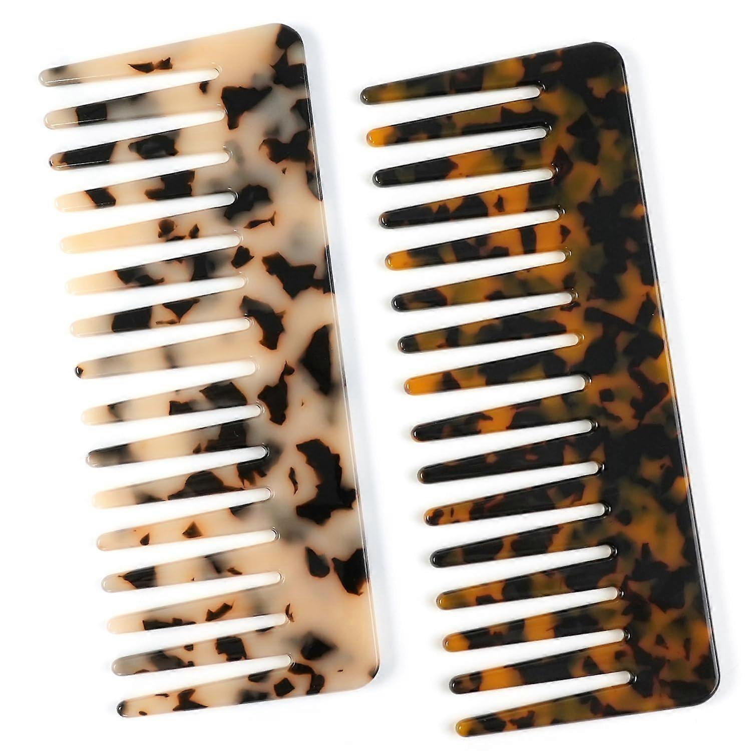 Detangling brush, 2-pack, large wide-tooth acetate comb