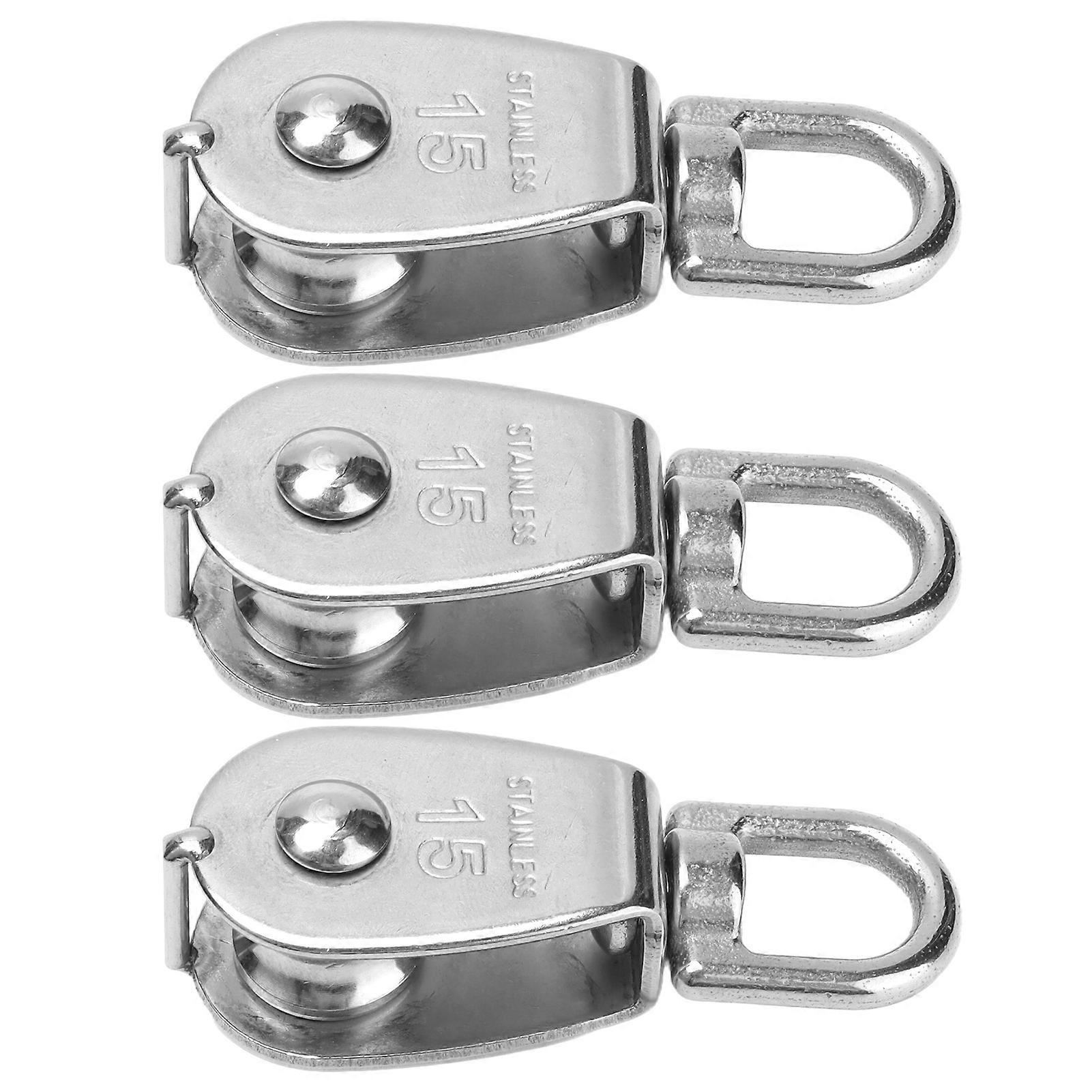 10Pcs M15 Stainless Steel Single Pulley Block 35kg Lifting Hook