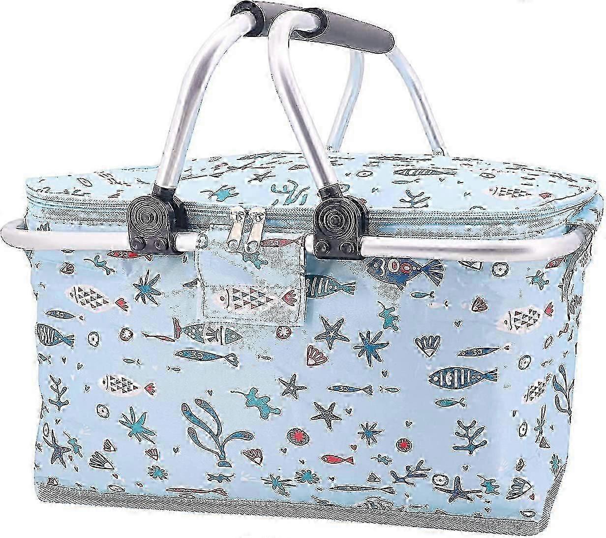 Collapsible Picnic Cooler Bag With Handle, Waterproof Lining - Collapsible Design For Camping, Traveling, Shopping, Outdoor Activities