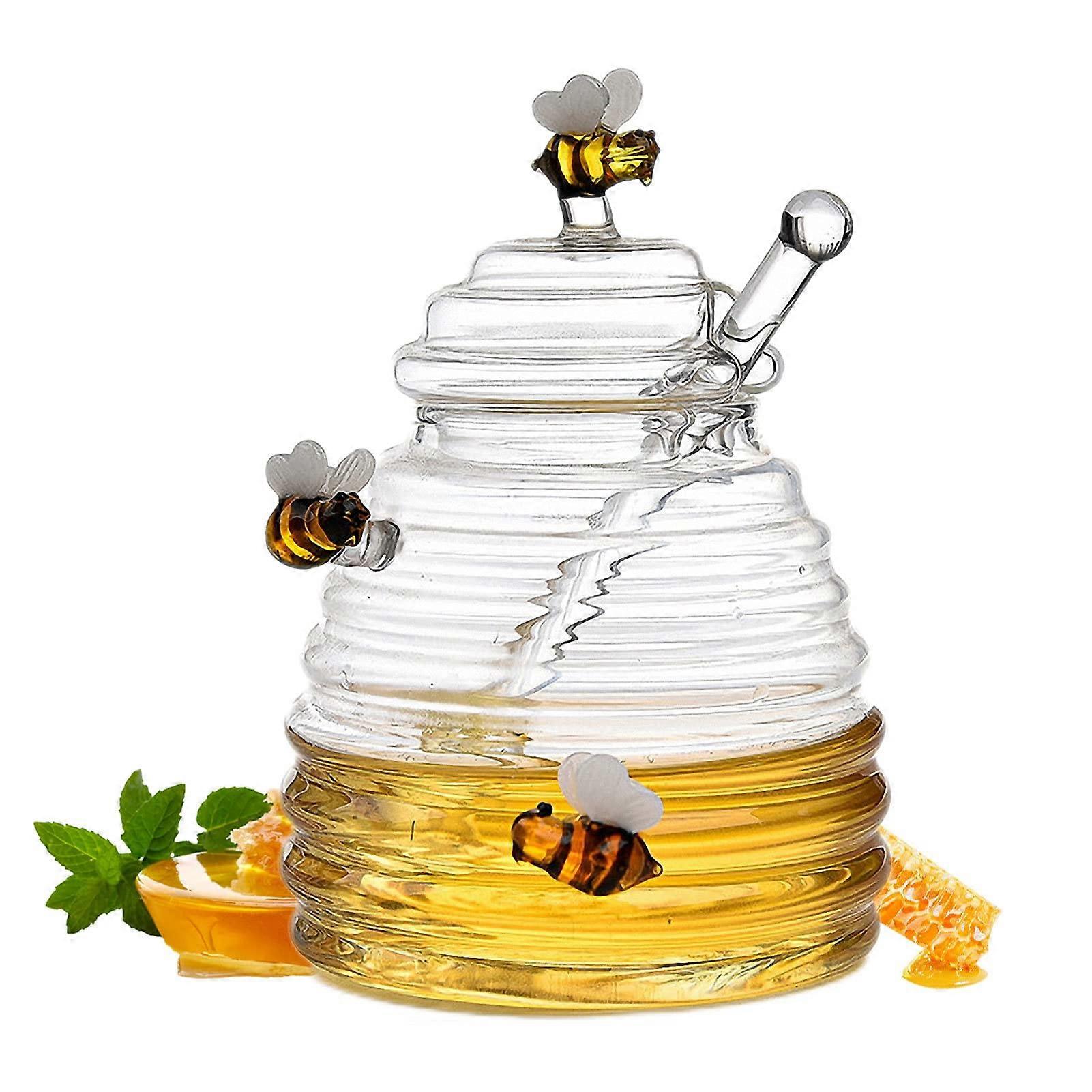 Glass Honey Pot With Dipper Honey Jars With Lids And Honey Stick