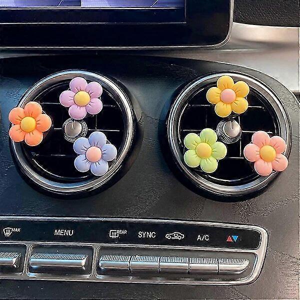 Car air vent clips, 6 pieces, multi-color flower design with suitable size