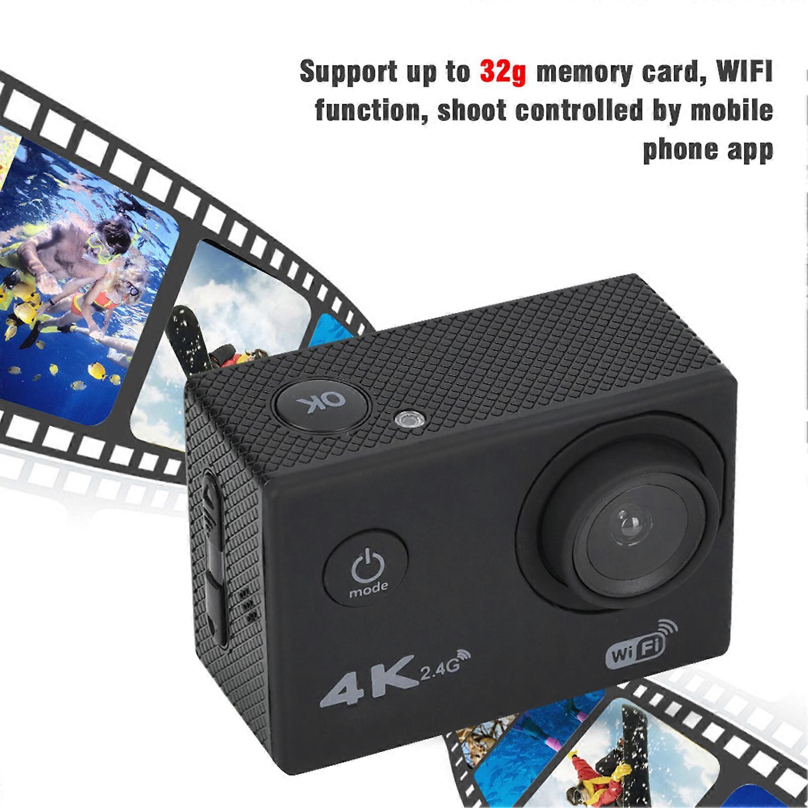 Action Camera 4K 30FPS con LCD da 2,0", impermeabile 30M e WiFi