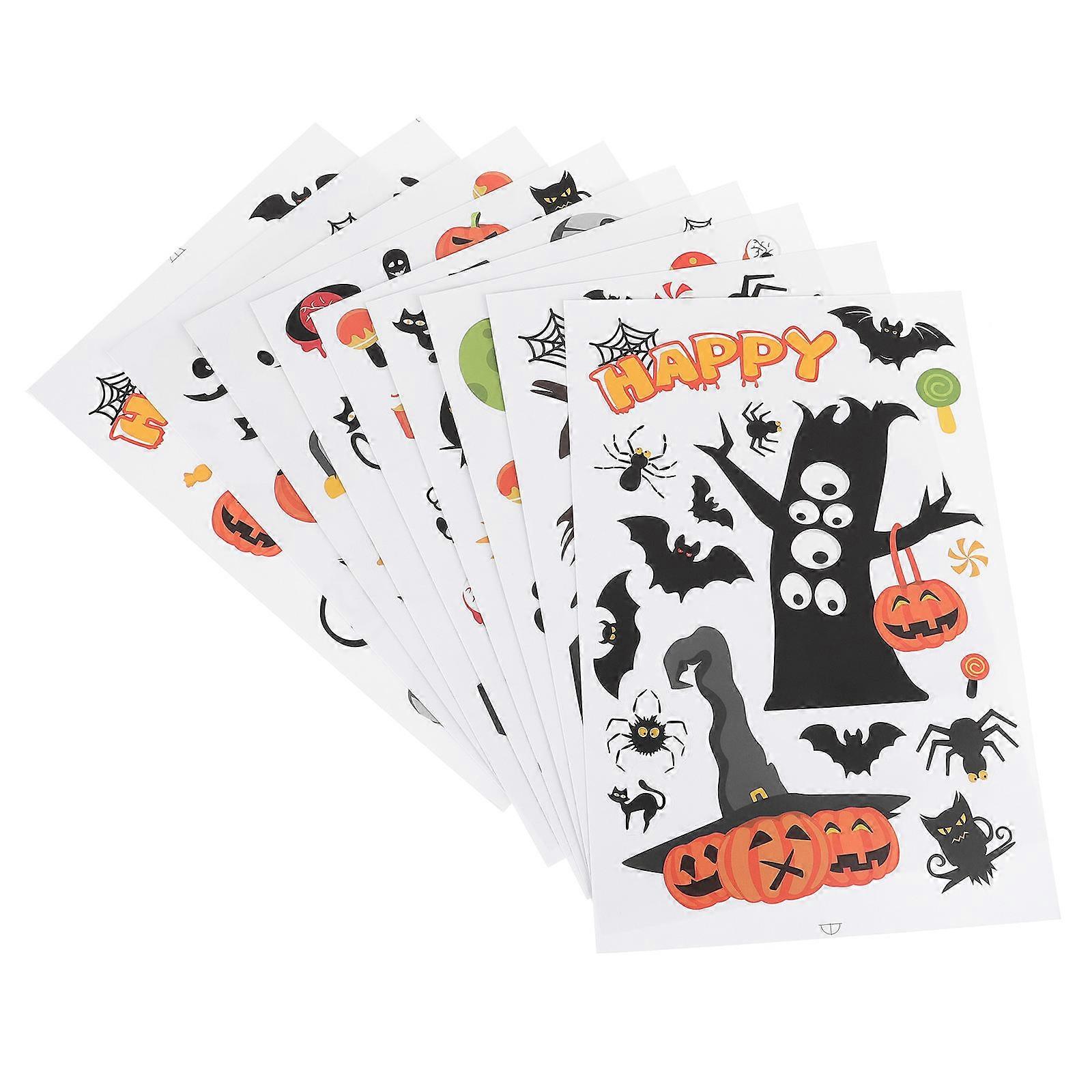 Halloween Wall Decorations 9 Sheets for Family Friends Home Pvc Assorted Color Removable