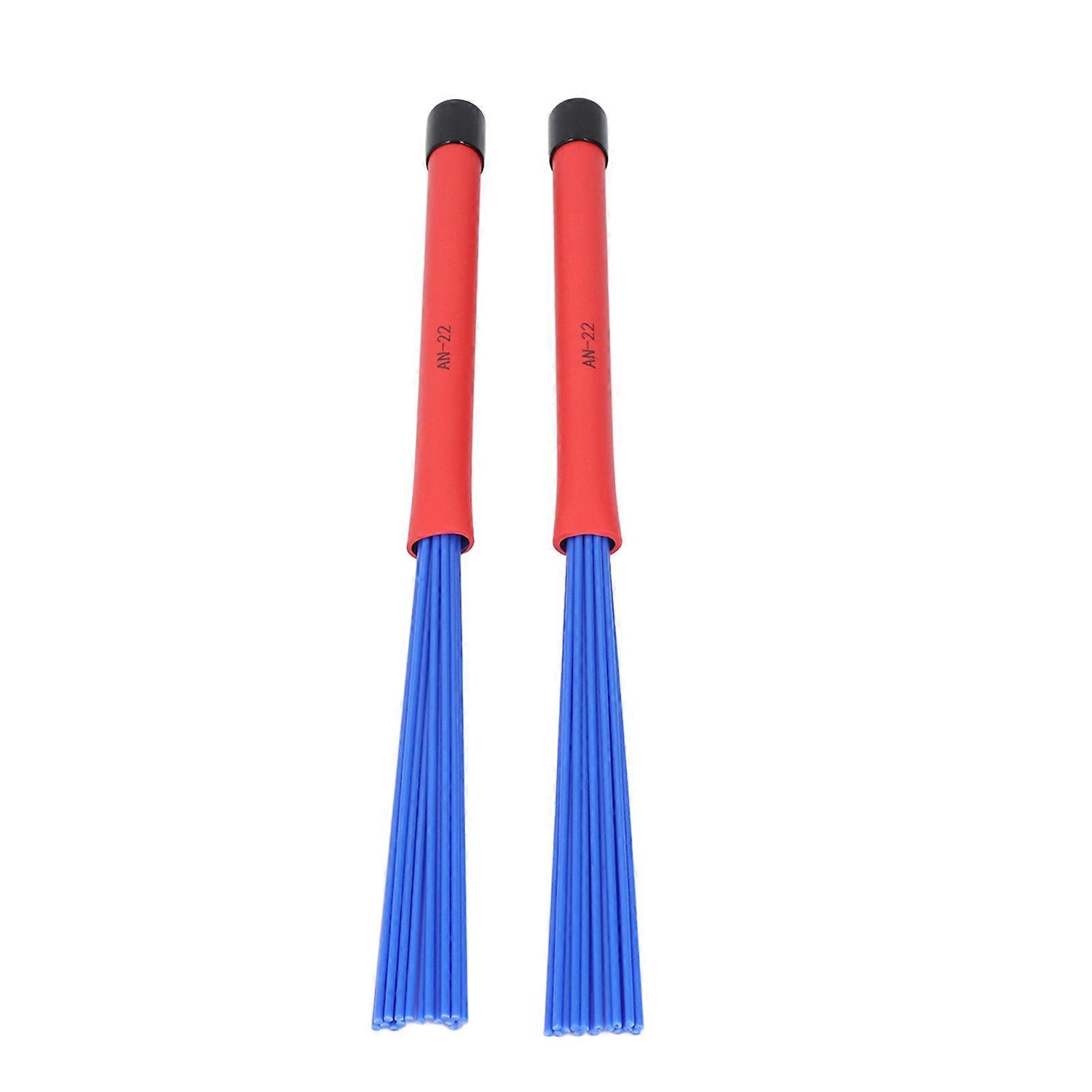 2PCS Retractable Drum Brushes Blue Rubber Handle Plastic Bristles