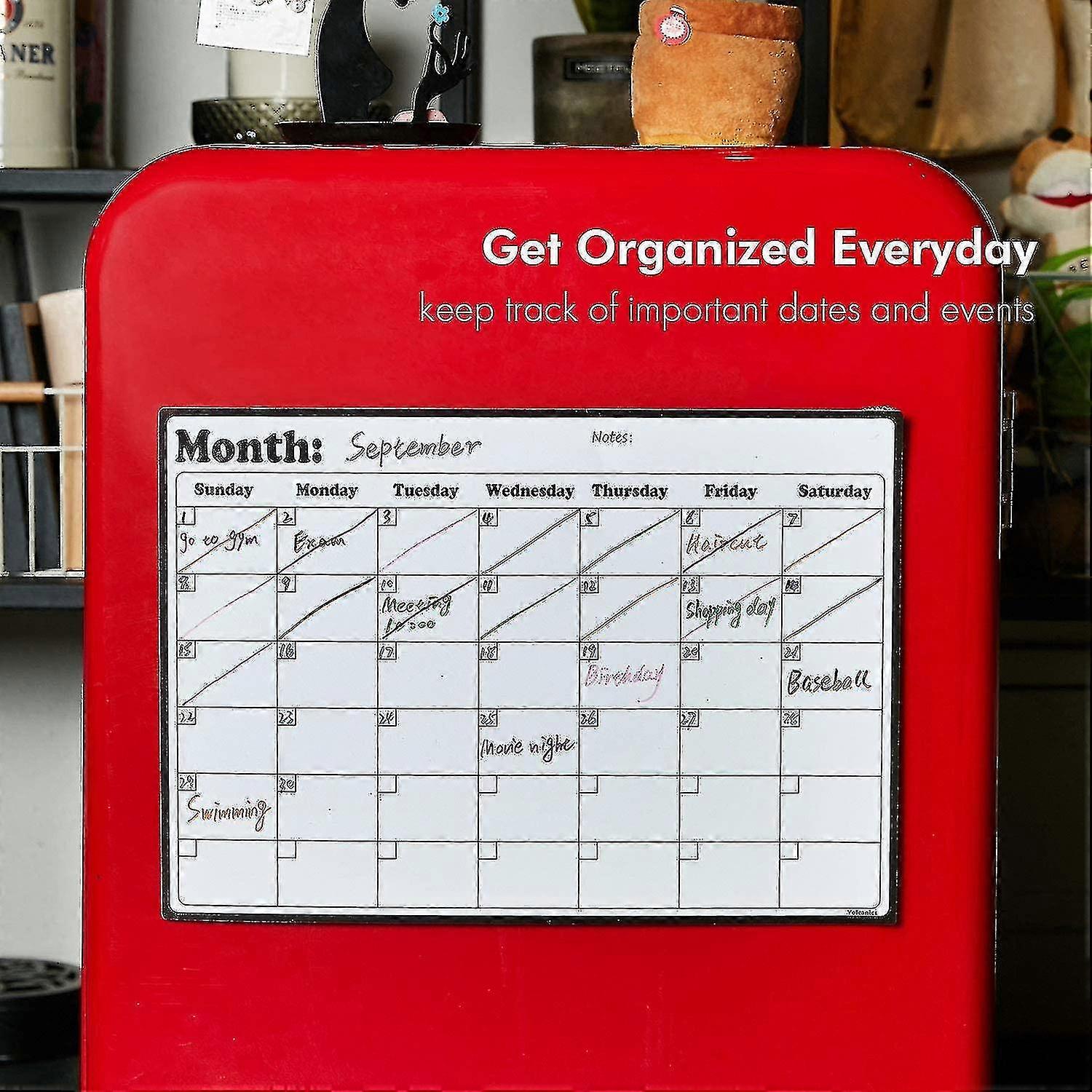 Magnetic Calendar For Fridge, Dry Erase Refrigerator Calendar White...