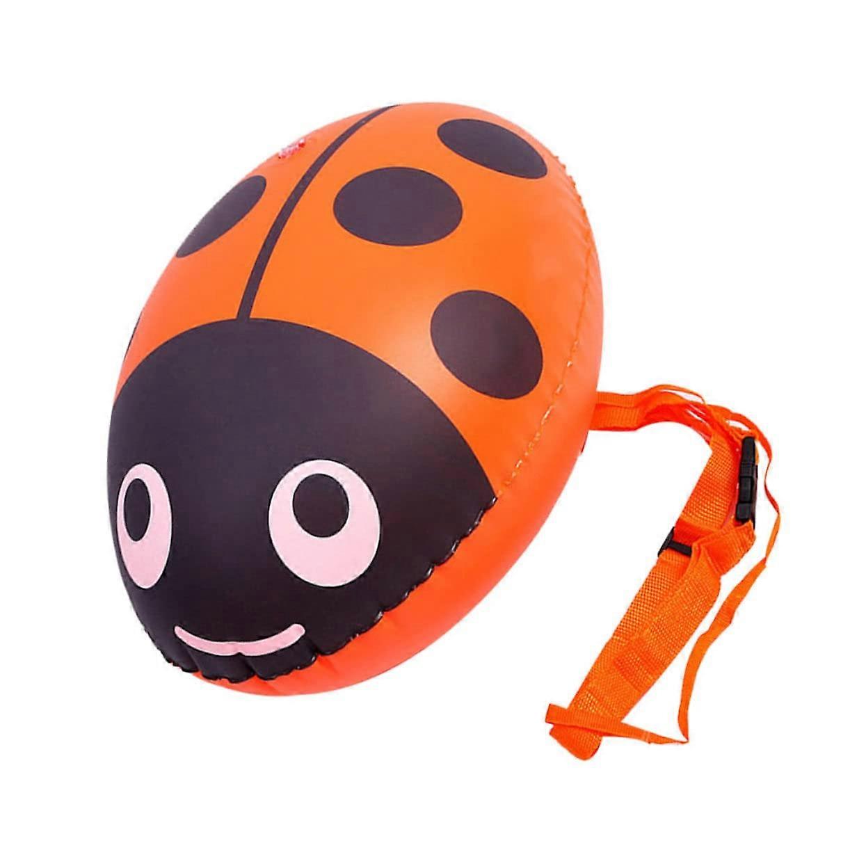 Swimming Inflatable Pull Buoy Open Water Rope Unisex Floating Safety Device Orange Ladybug Design