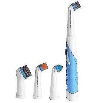 Art Brushes Blue White Sonic Scrubber Electric Cleaning Brush Ultrasonic Dust Cleaner With 4 Heads Set