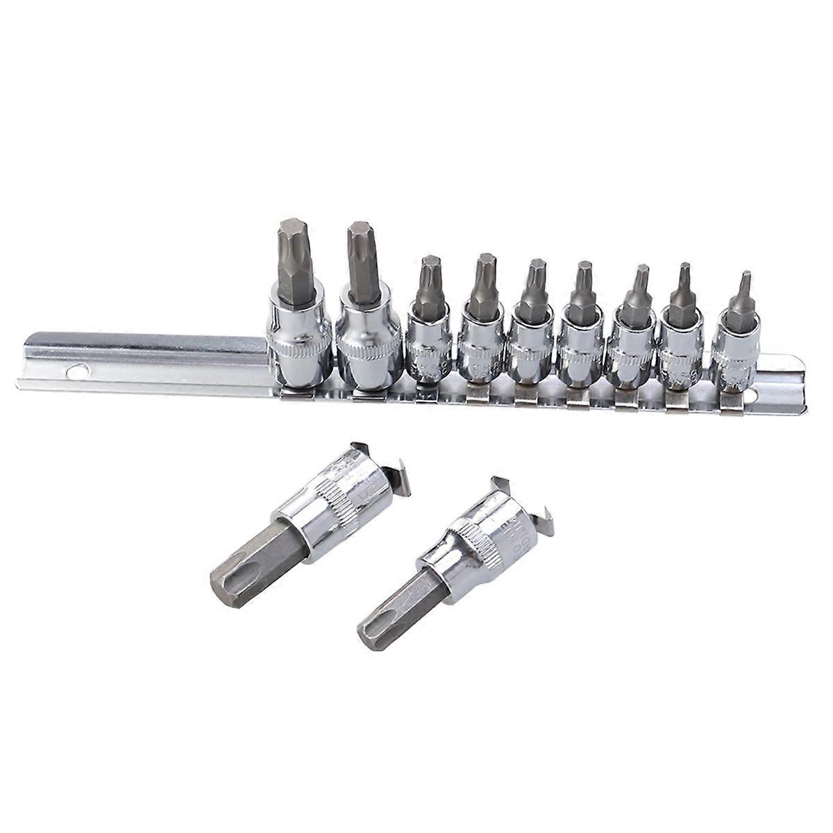 Large Socket Set T Shape Bit Socket Tools For Repairing Supplies In Silver 11Pcs