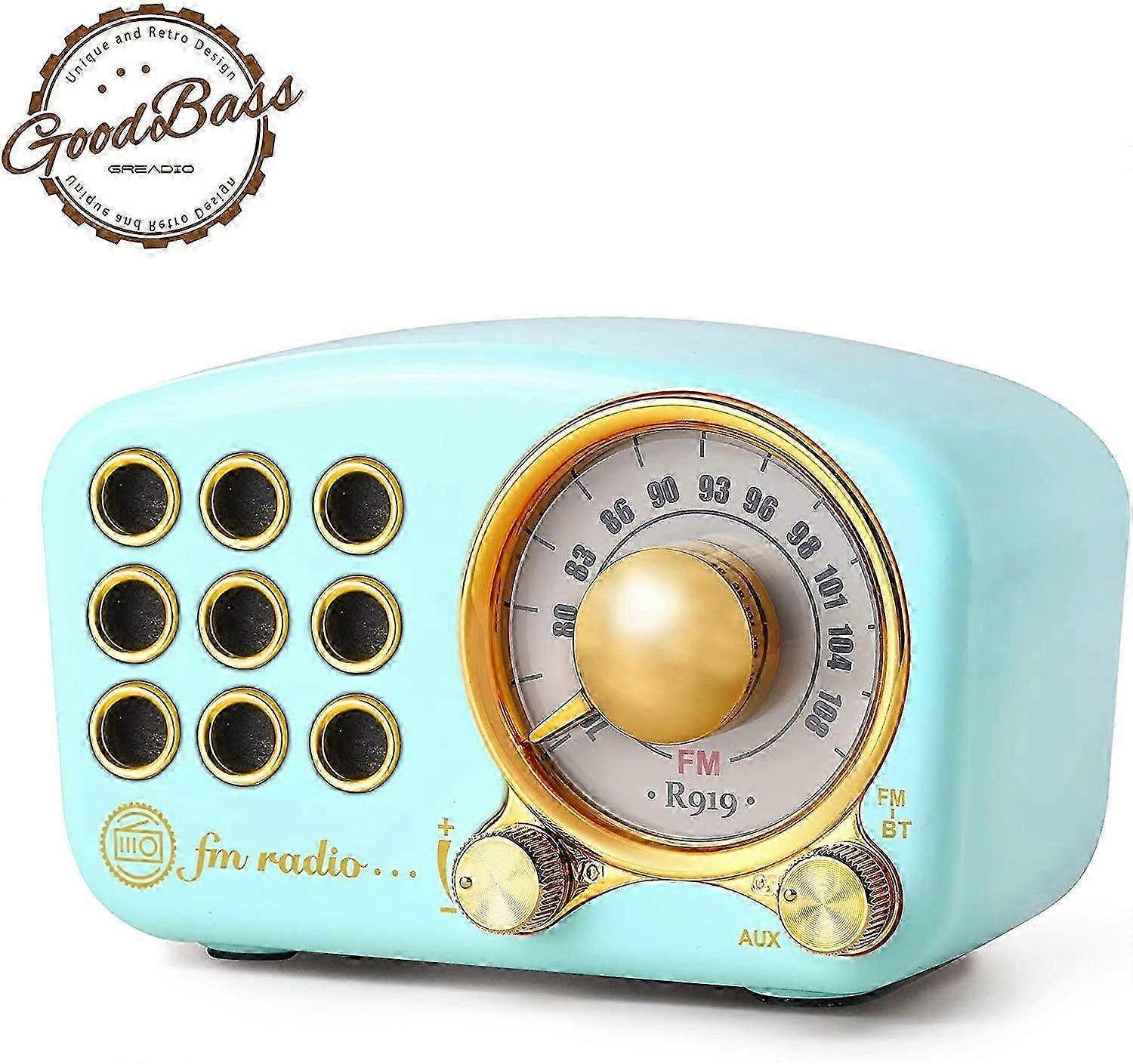 Retro Bluetooth Speaker, Vintage Radio-Greadio FM Radio with Old Fashioned Classic Style, Strong Bas
