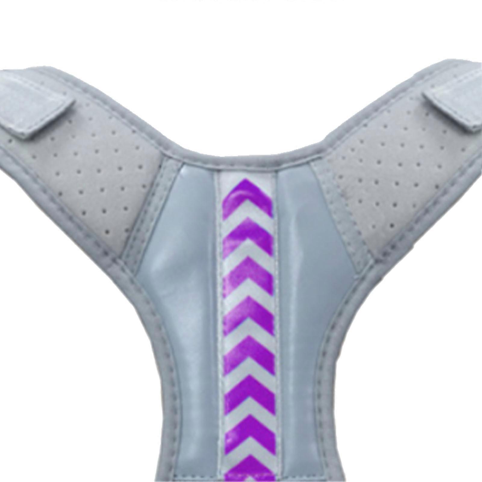 Posture Corrector Adjustable Soft Breathable Upper Spine Support Straightener Brace for Daily Use Grayish Purple XL
