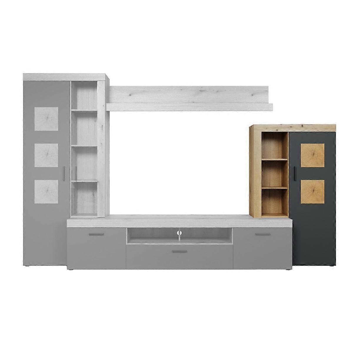 Tyler TV-Schrank, Anthrazit, Polymerfasern, 87x151x34 cm