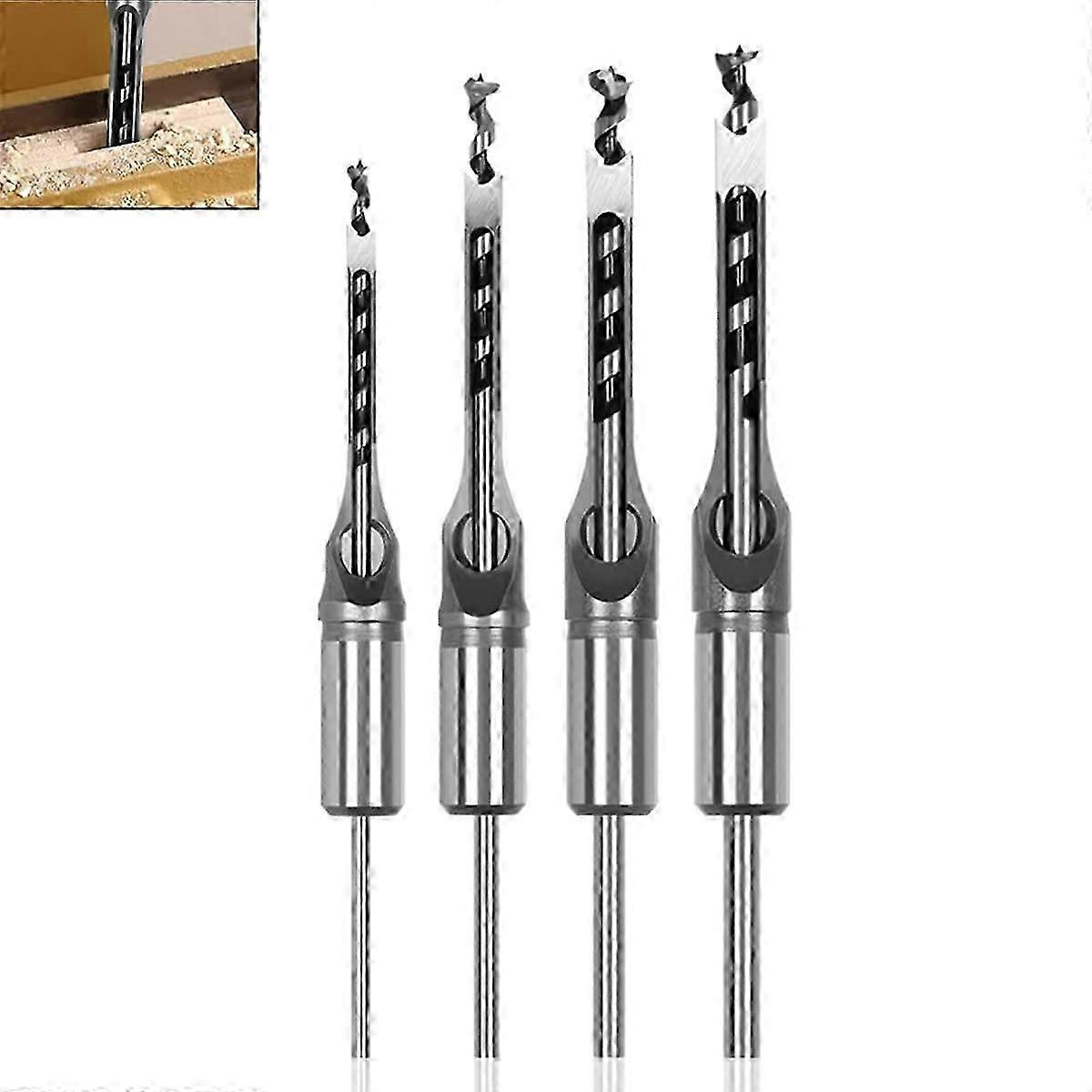 4Pcs Woodworking Square Hole Drill Bits Set Mortising Chisel Drill Bits For Woodworking  cs